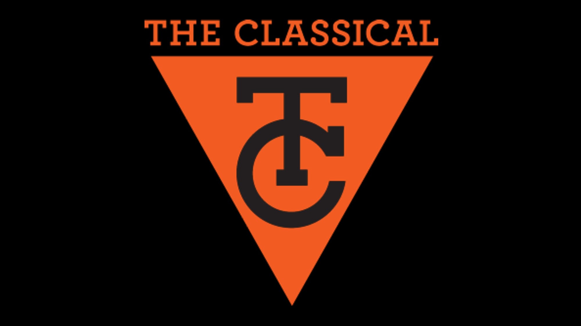 Logo for The Classical sports blog, with interlocking T and C in orange on black