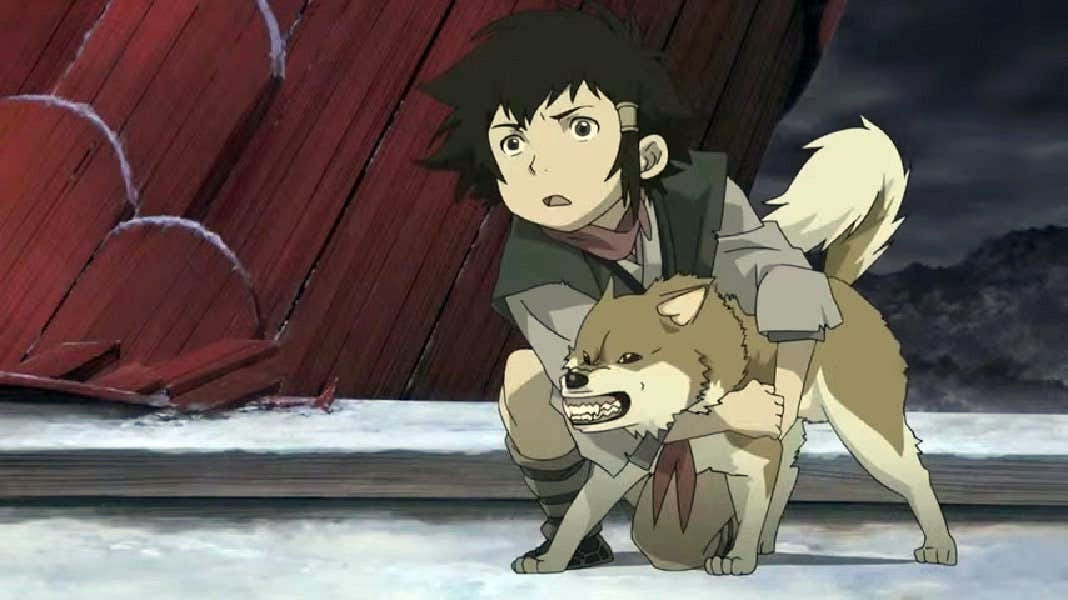 A boy and his dog, ready to fight against danger