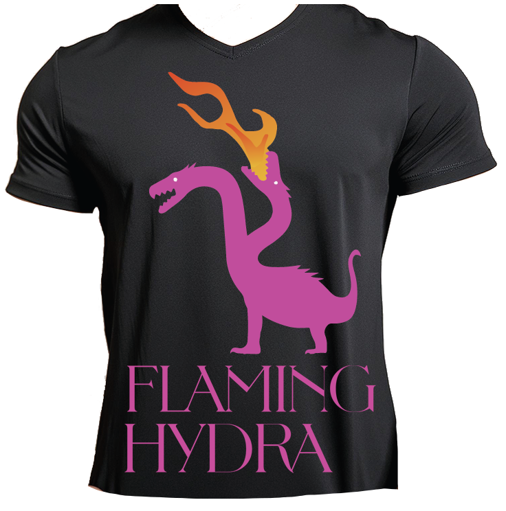 Charcoal grey t-shirt with Flaming Hydra logo