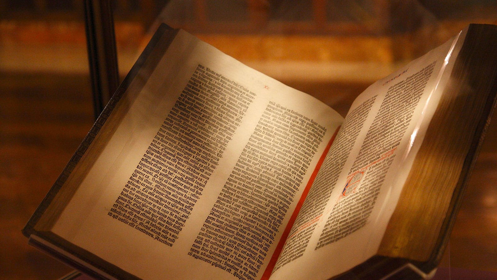 Gutenberg Bible on display at the New York Public Library